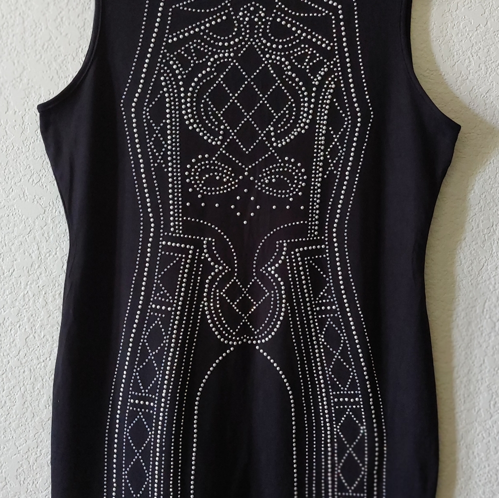 Say What? Black sleeveless embellished dress